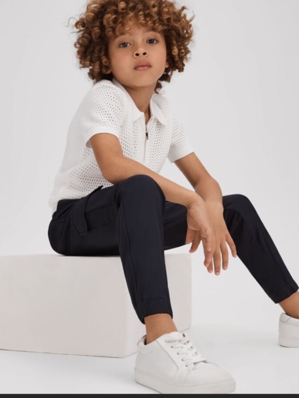 NWT Reiss Burnham Half Zip Textured Top~Optic White